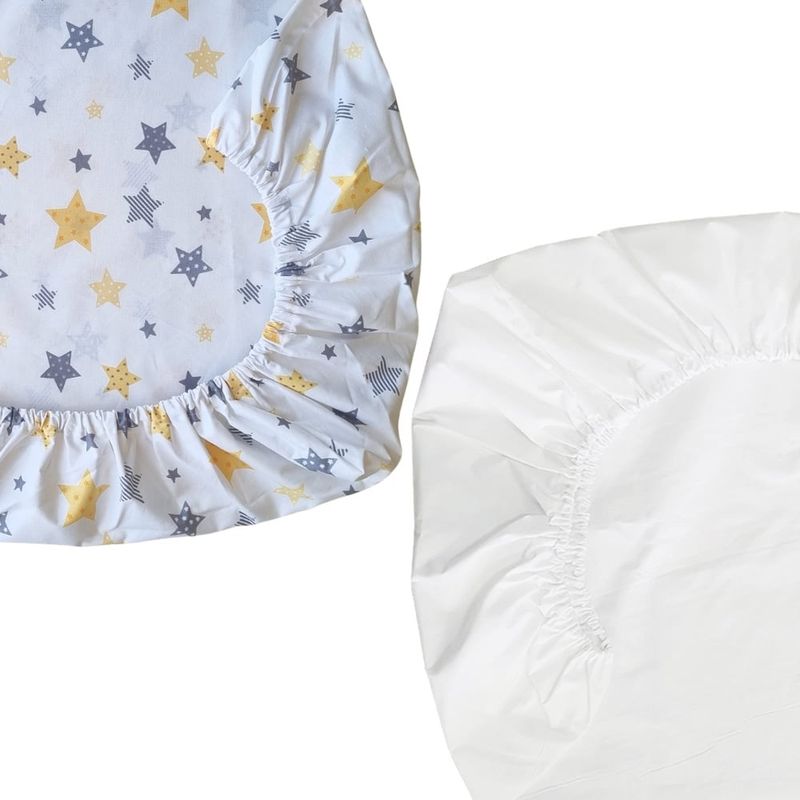 GENERICO - Set de 2 Sábanas Bajeras para Colecho Estrellas Amarillas