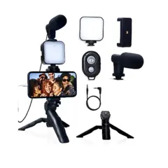 GENERICO - Soporte Para Celular Fotos Selfie Tripode Microfono Luz Led