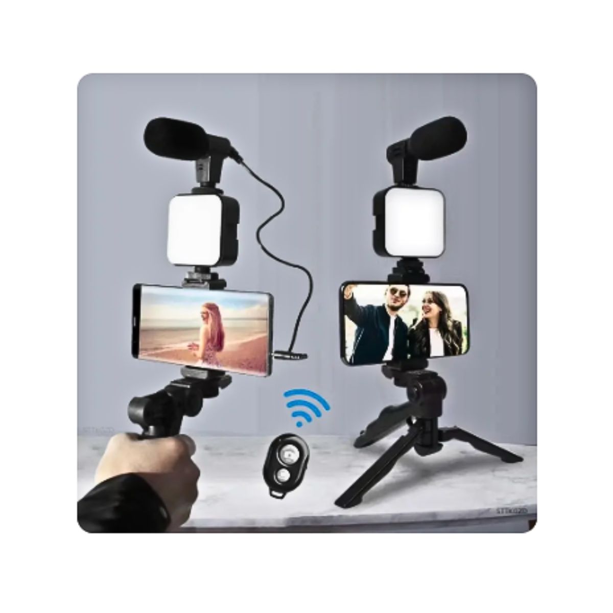 GENERICO - Soporte Para Celular Fotos Selfie Tripode Microfono Luz Led