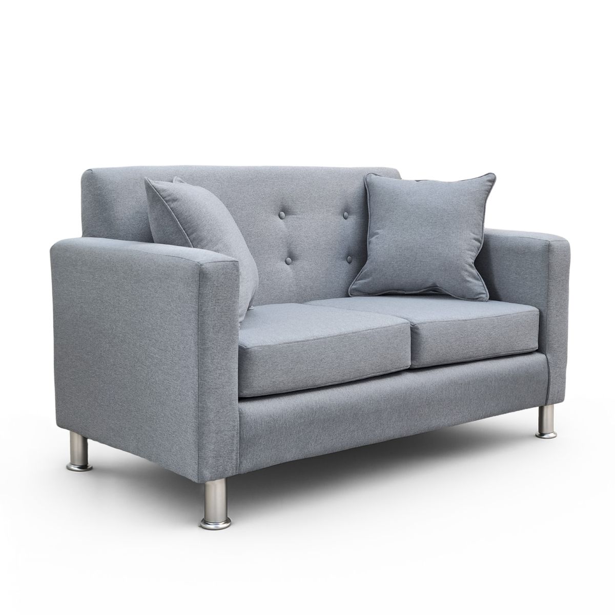 MBC - Sofá 2 Cuerpos New Mallorca Tela Lino Gris Claro