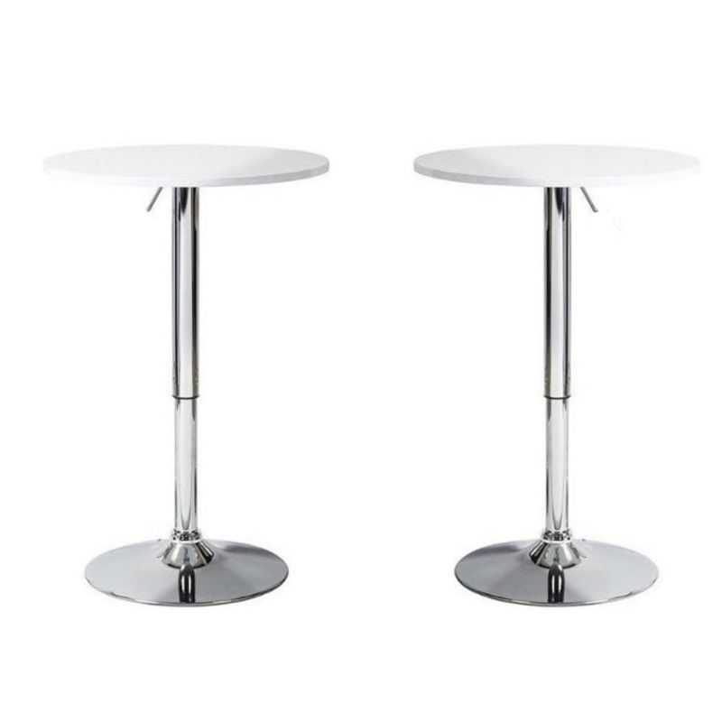 ARTIHOGAR - Pack 2 Mesas  Bar Regulable 80 CM mdf Color Blanco