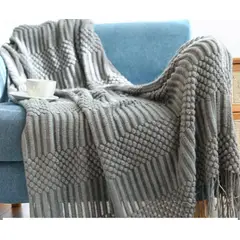 GENERICO - Mantas Decorativas Color Gris, Medidas 127 cm x 175 cm