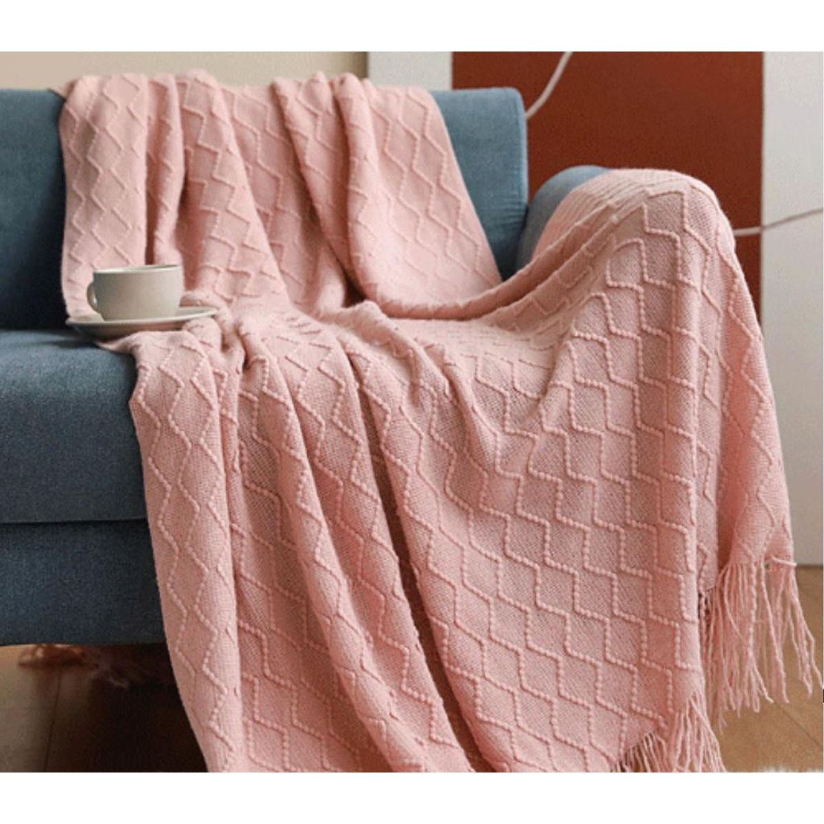 GENERICO - Mantas Decorativas Color Rosado, Medidas 127 cm x 175 cm