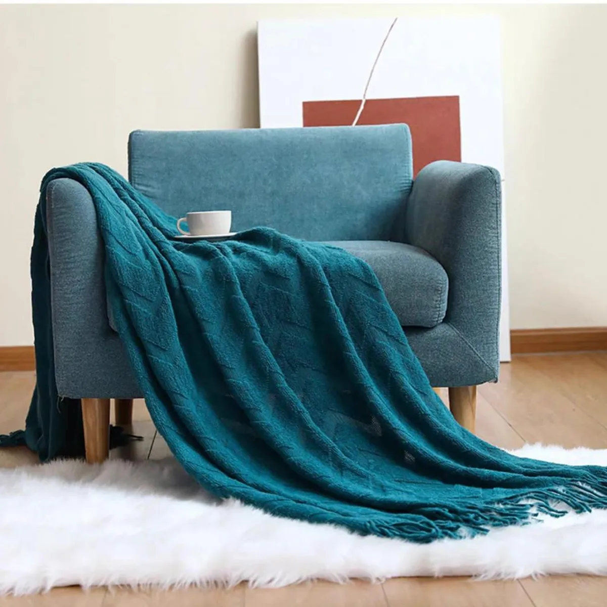 GENERICO - Mantas Decorativas Color Turquesa, Medidas 127 cm x 175 cm