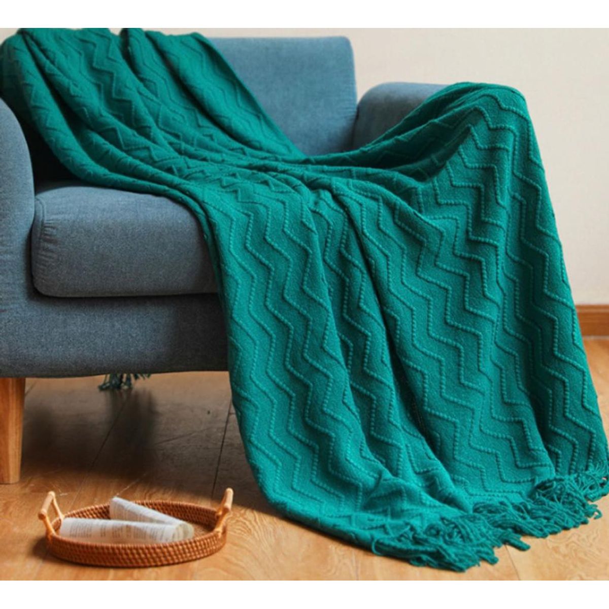 GENERICO - Mantas Decorativas Color Turquesa, Medidas 127 cm x 175 cm