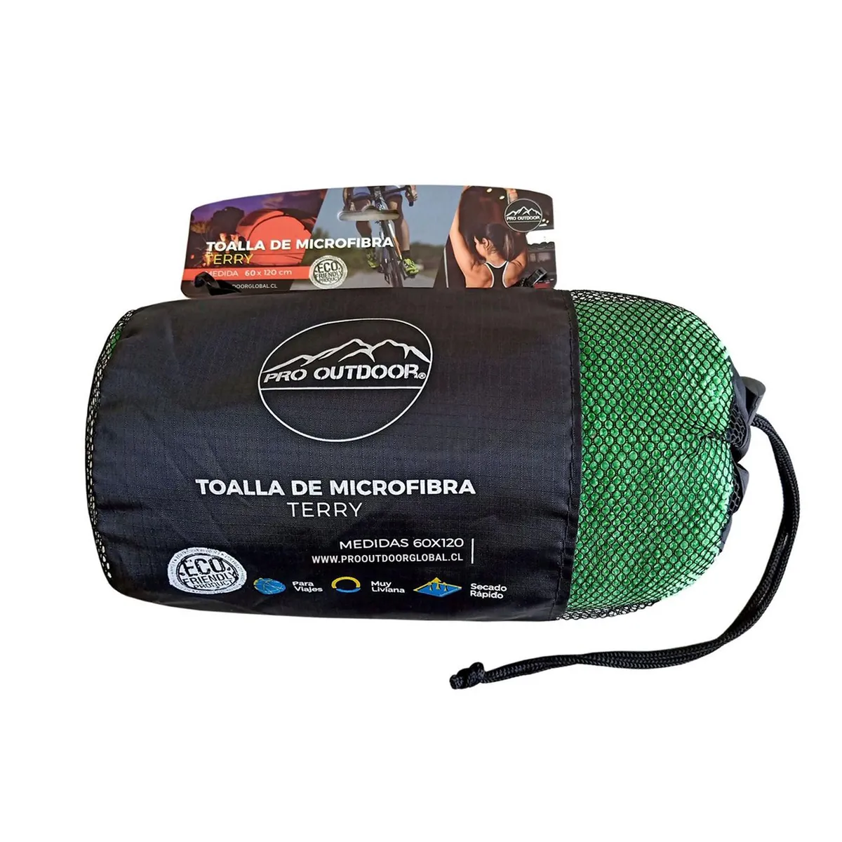 PRO OUTDOOR - Toalla Microfibra Terry Verde