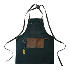 WAYU - Delantal Cocina bbq Limited Mezclilla Cuero Ajustable