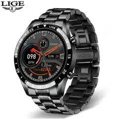 LIGE - Smartwatch sport Acero negro