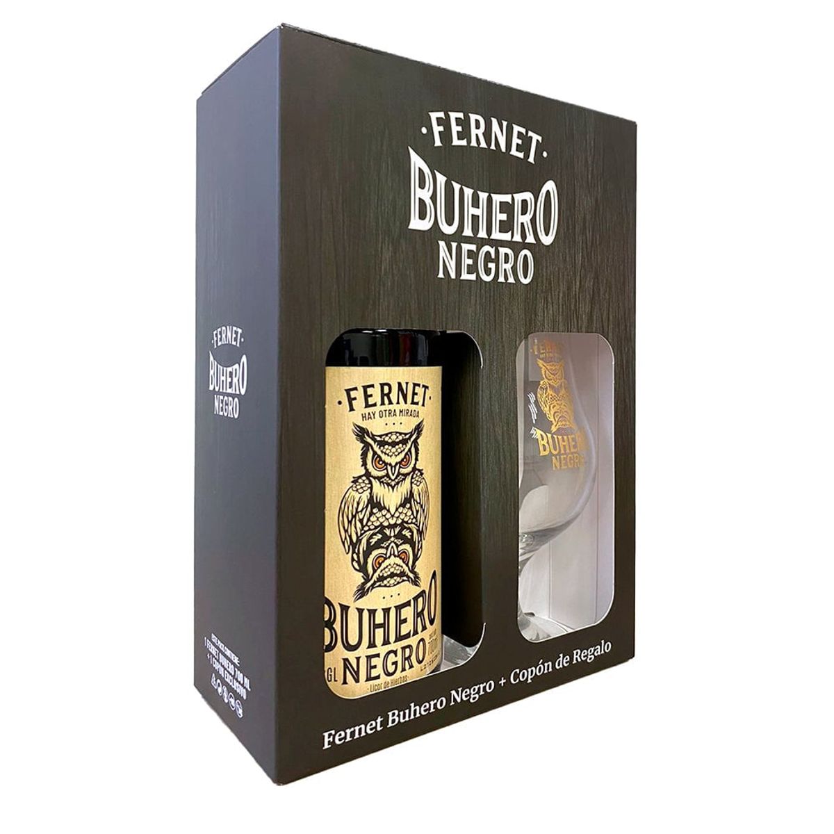 GENERICO - Pack Fernet Buhero Negro 39° 700cc + Copón de Regalo