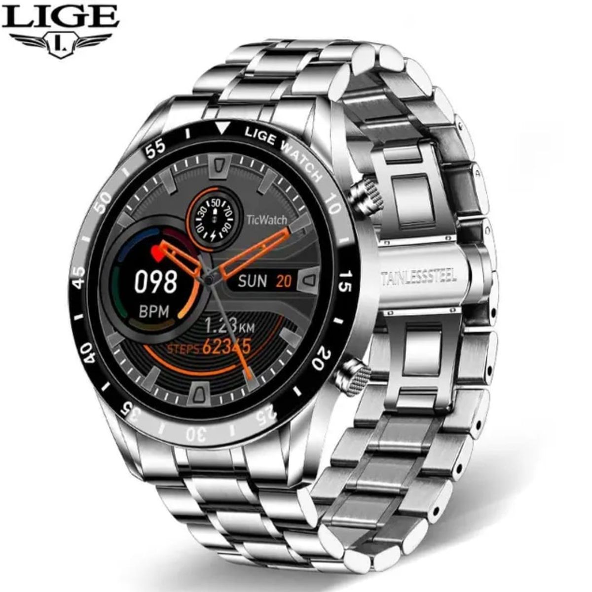 LIGE - Smartwatch Lige sport Acero Plateado