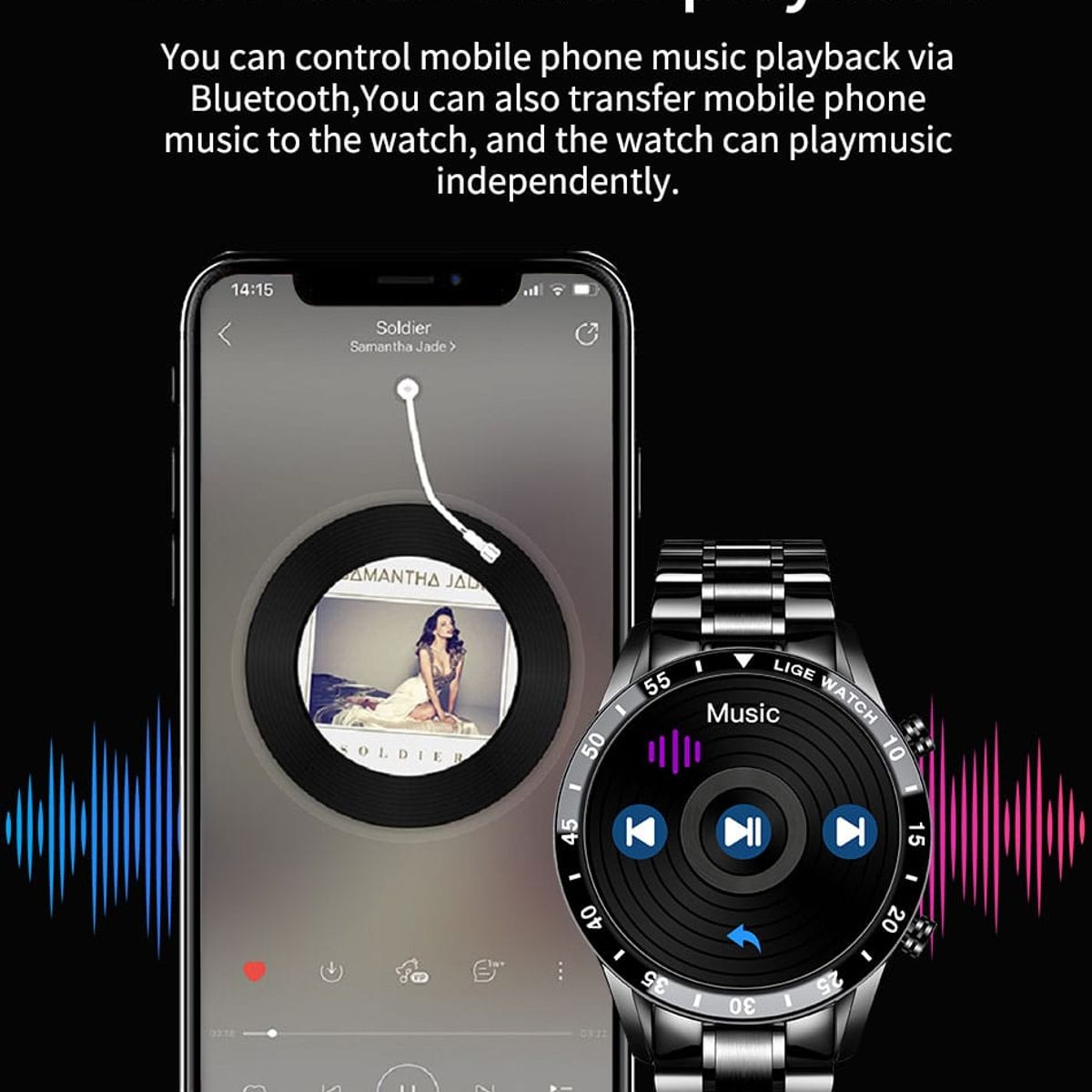 LIGE - Smartwatch Lige sport Acero Plateado