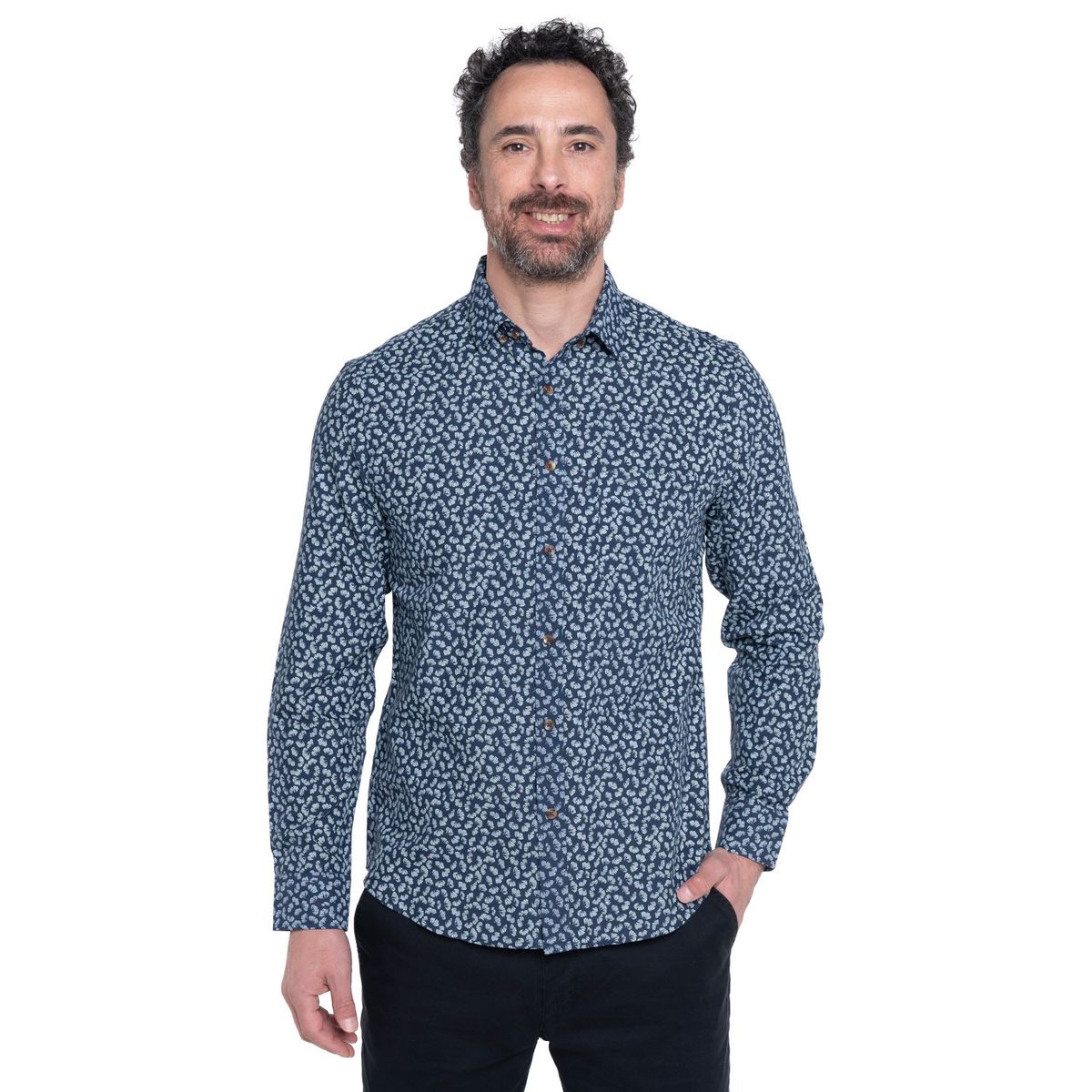 KOTTING - Camisa Manga Larga Oxford Slim Fit Estampada KOTTING_.