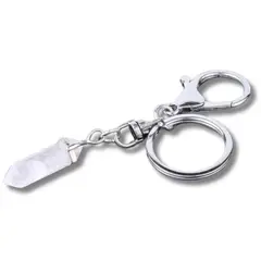 ARTESANA - Llavero Piedra de Protección - Prisma Cuarzo Blanco