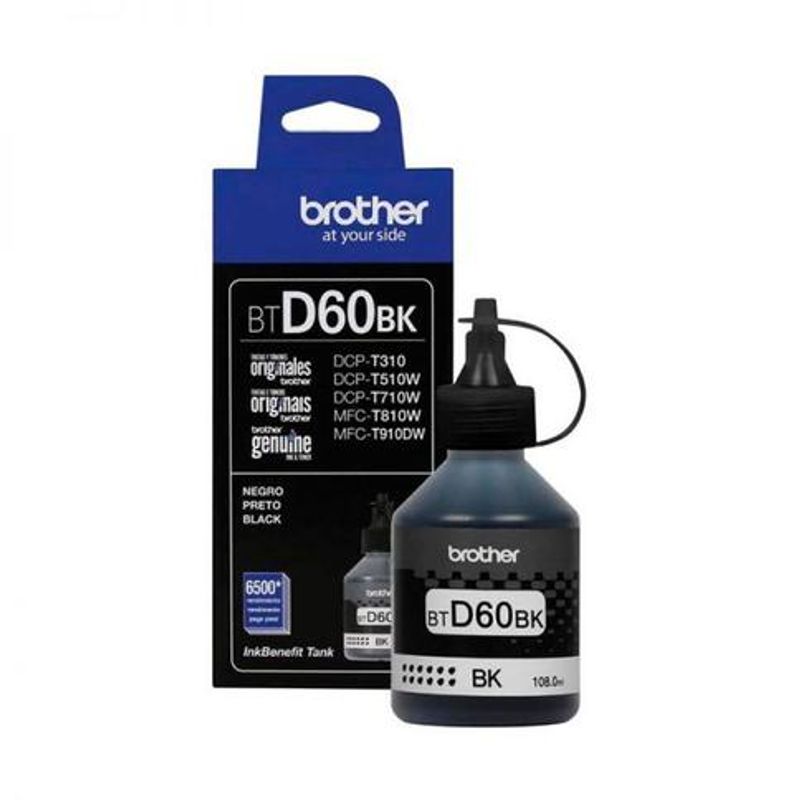 BROTHER - Botella de Tinta Brother Btd60 Negra 108ML Alto Rendimiento