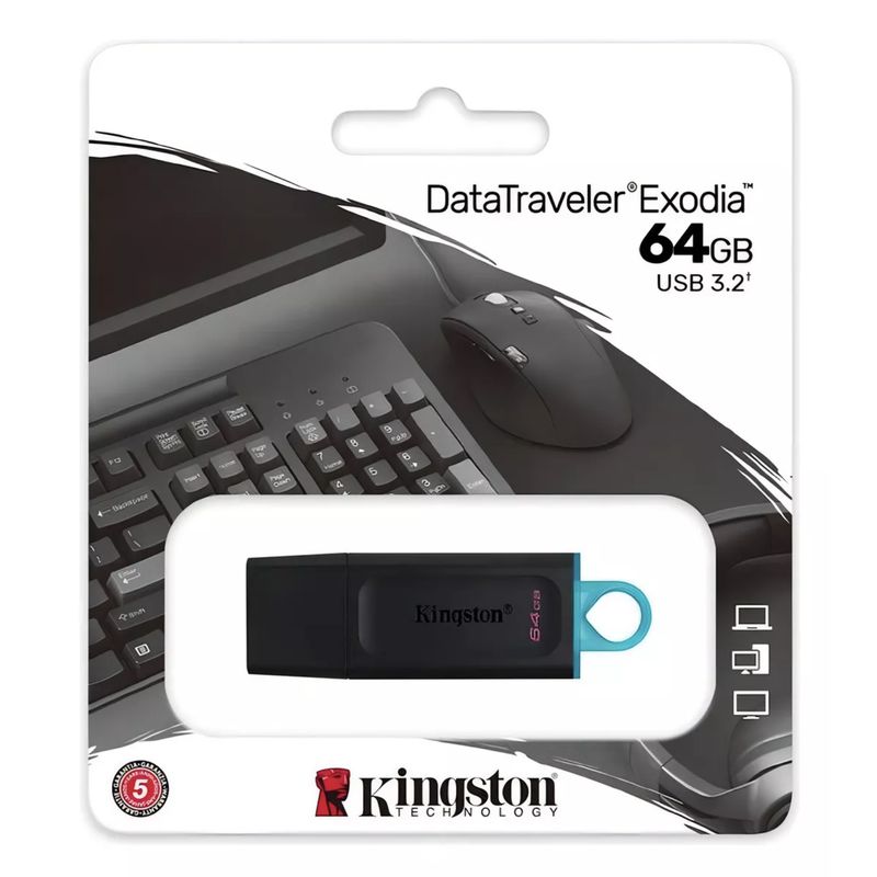 KINGSTON - Pendrive Kingston Dtxm Exodia 64GB Usb 3.2 Argolla Celeste Negro