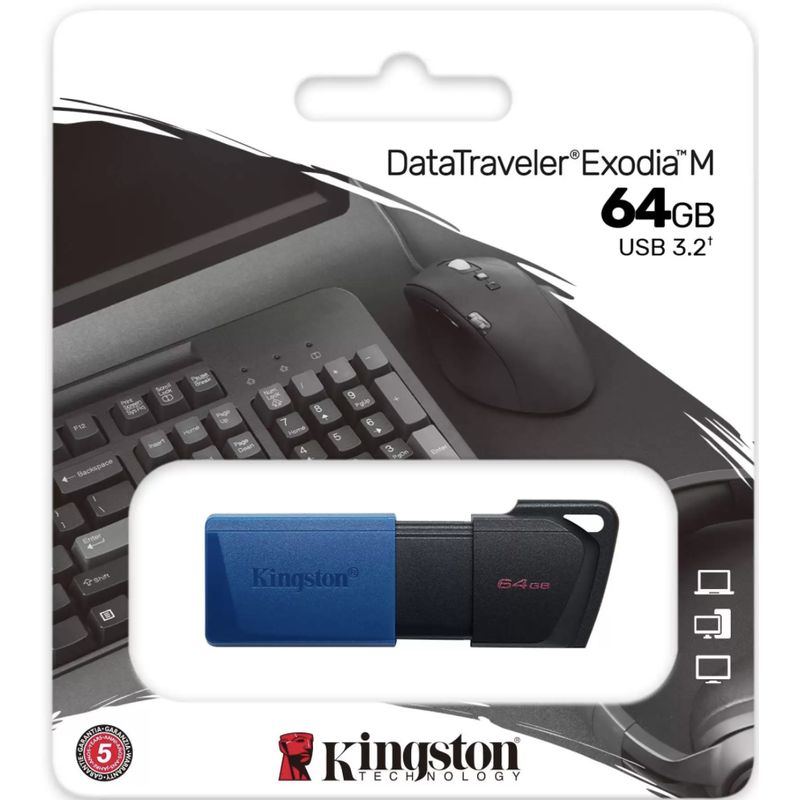 KINGSTON - Pendrive Kingston Dtxm Exodia M 64GB Usb 3.2 Azul Marino Negro