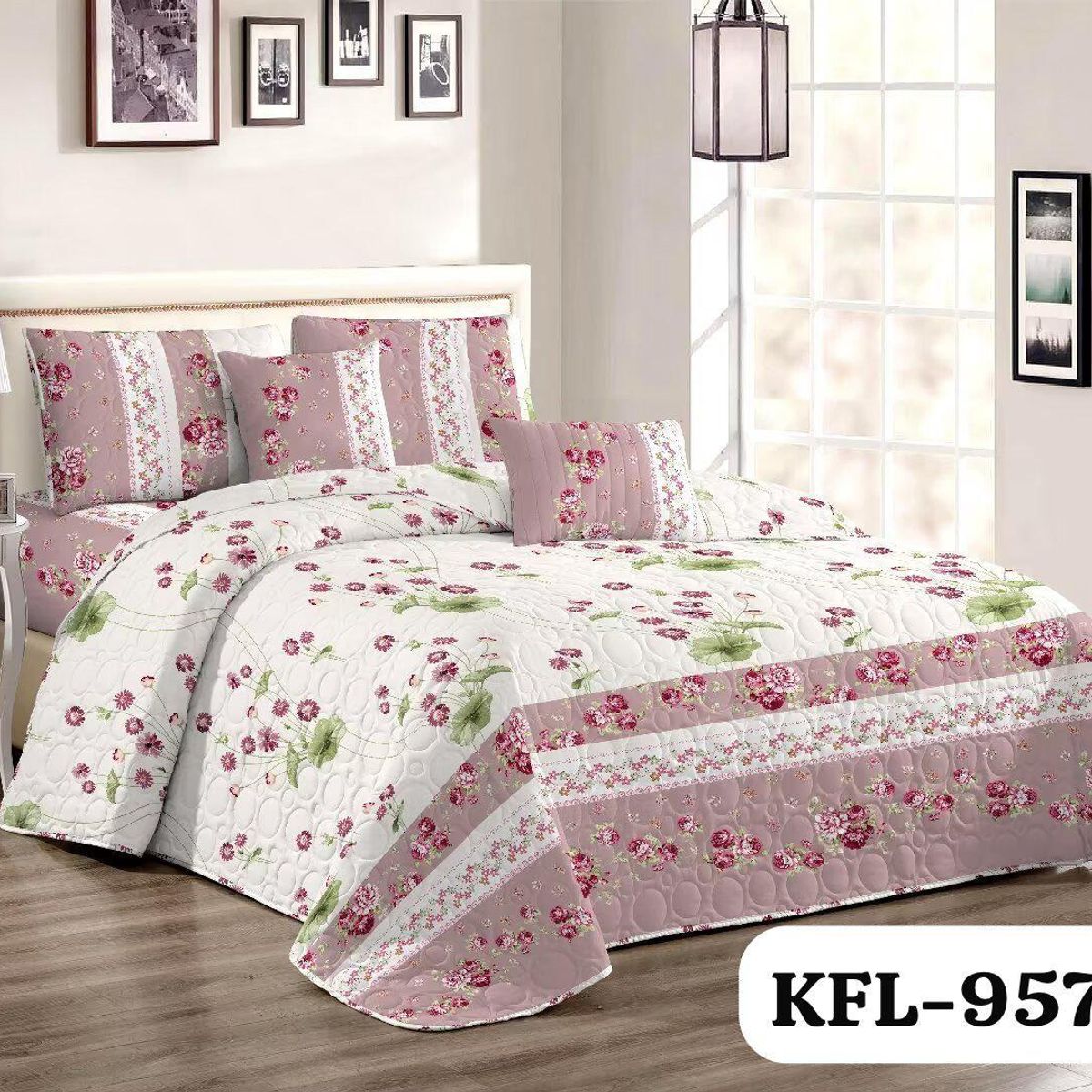 GENERICO - Quilt de Verano King Color Blanco con Flores KFL957