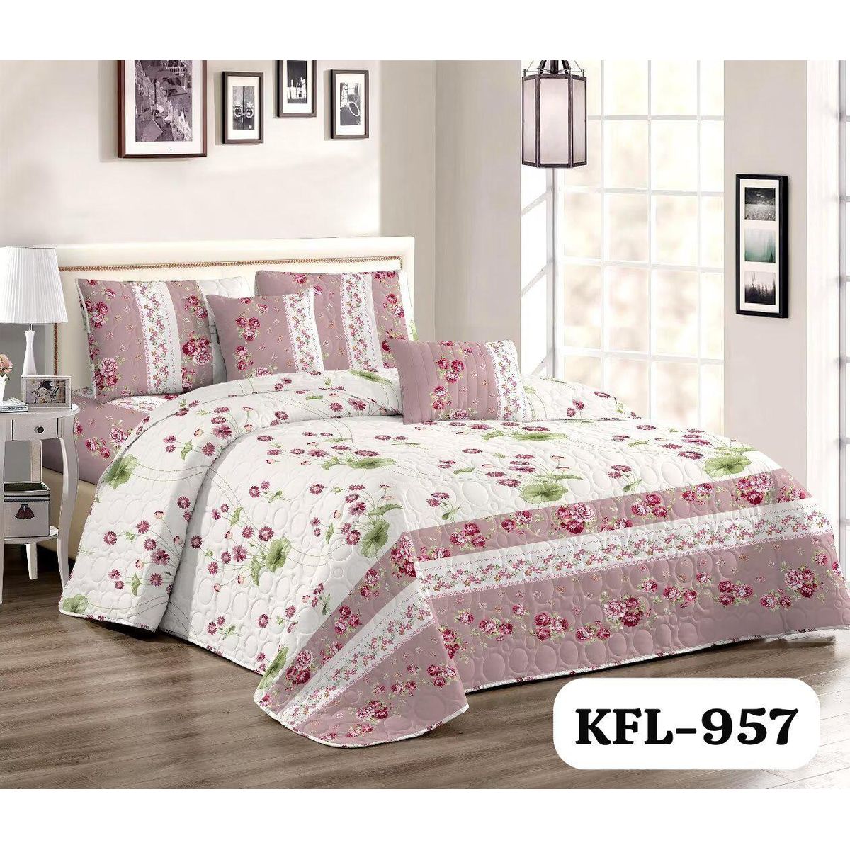 GENERICO - Quilt de Verano King Color Blanco con Flores KFL957