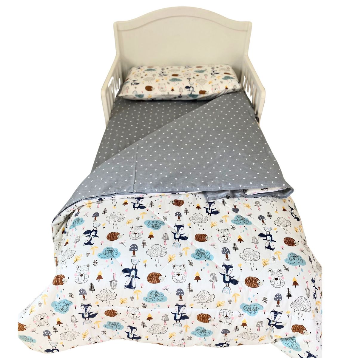 PELLITOS - SET ROPA PARA CAMA DE TRANSICIÓN FOX 100% ALGODON DE 4 PIEZAS