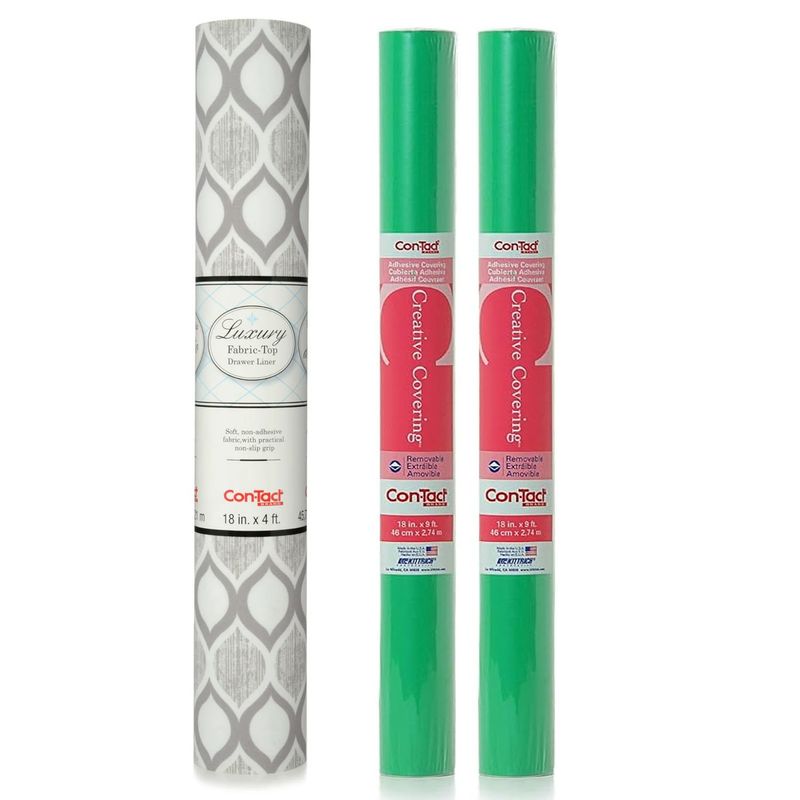 CONTACT - Pack Revestimiento acolchado Savoy y 2 rollos papel adhesivo verde