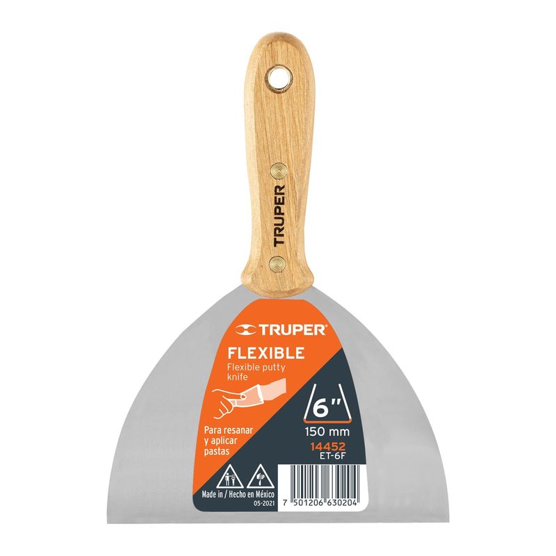 TRUPER - Espátula Flexible 6' Mango De Madera Et-6f, 14452