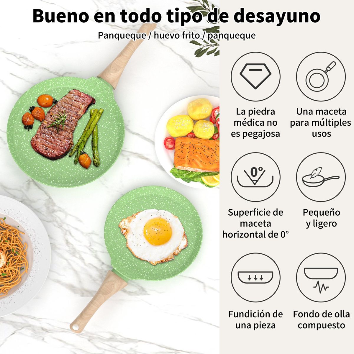 AIZO - Juego sartén antiadherente para panqueques para el desayuno