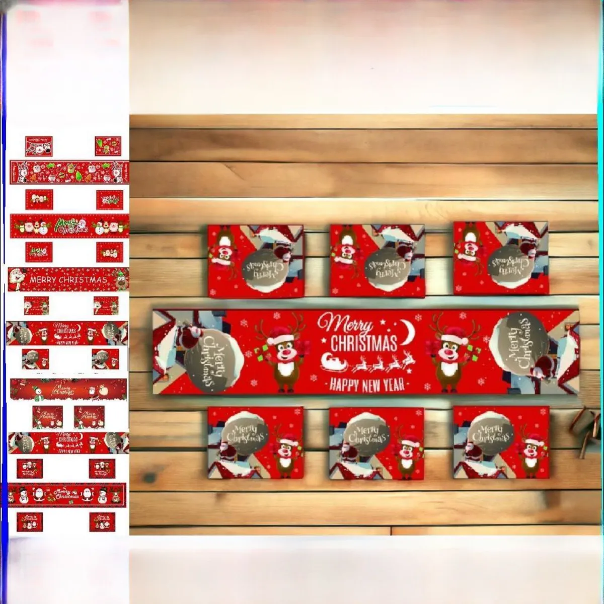 GENERICO - Camino De Mesa + 6 Individuales Navideños