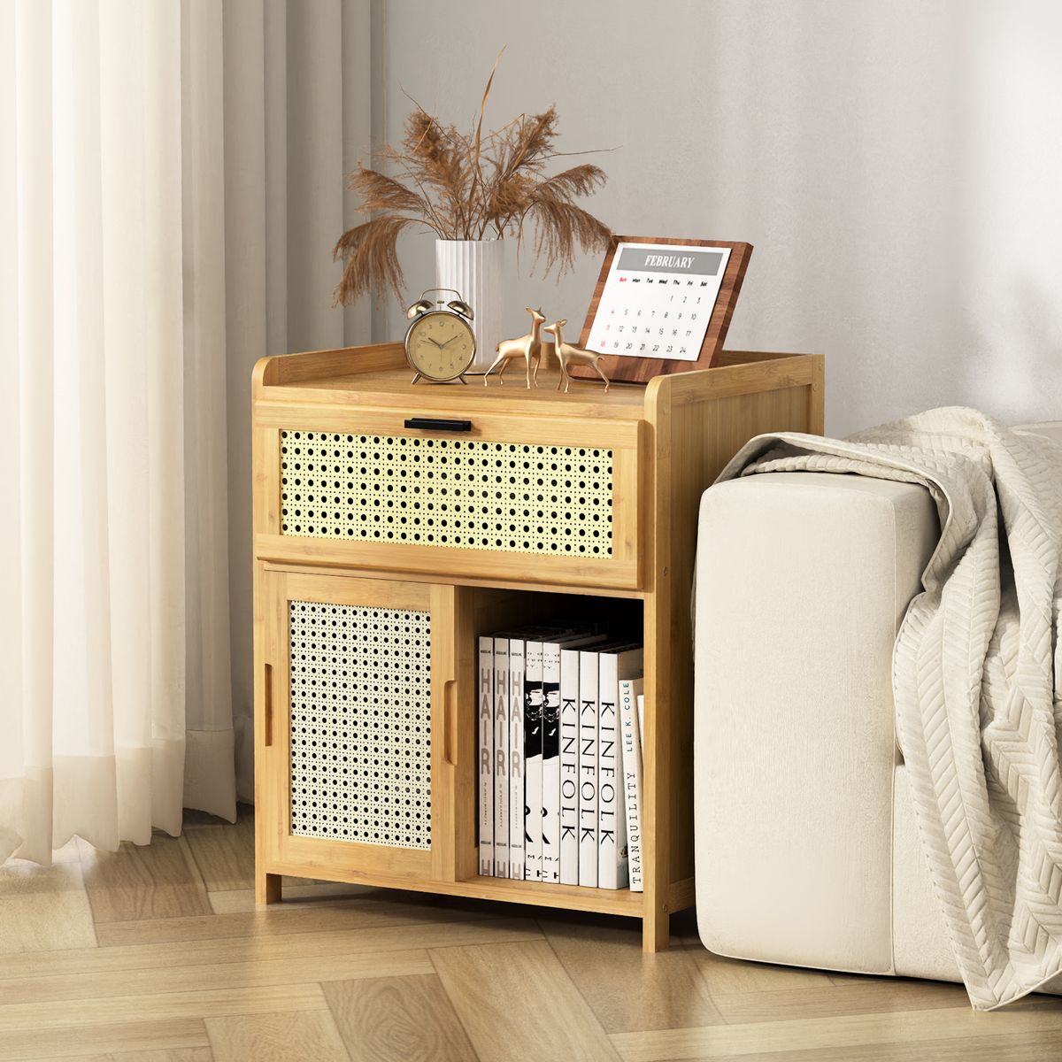 AIZO - Velador 2 Niveles Con Cajones 31*42*50cm