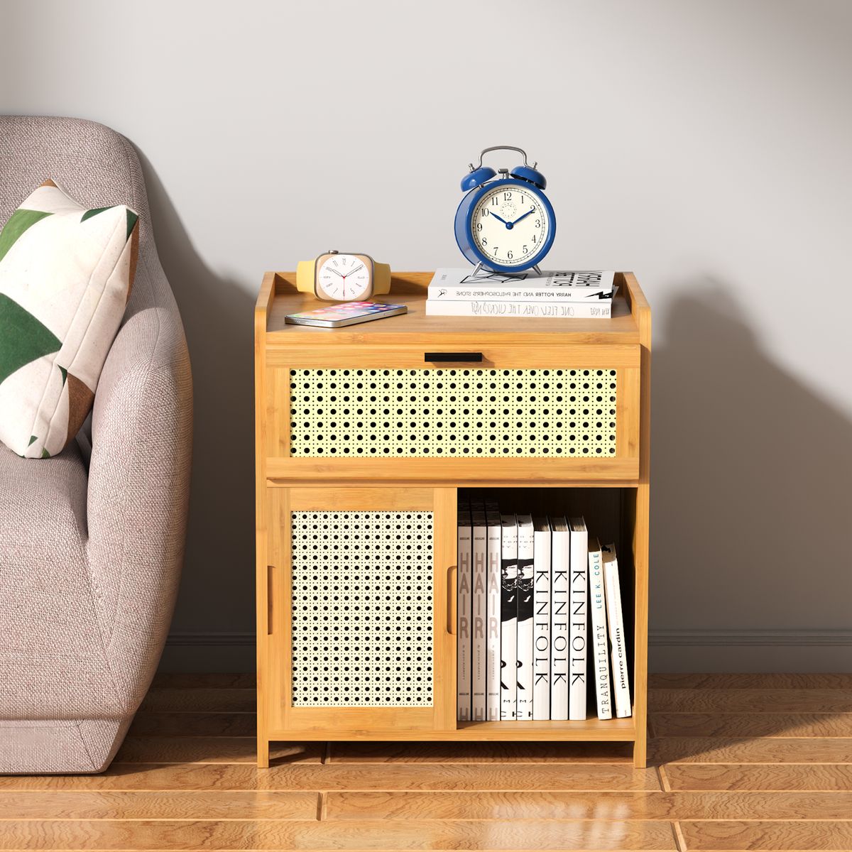 AIZO - Velador 2 Niveles Con Cajones 31*42*50cm