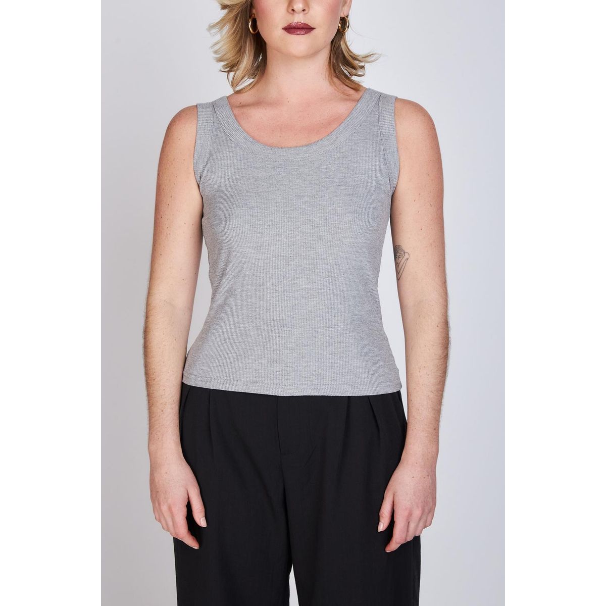 ECLIPSE - Polera Rib Musculosa Lara Gris Eclipse ECLIPSE