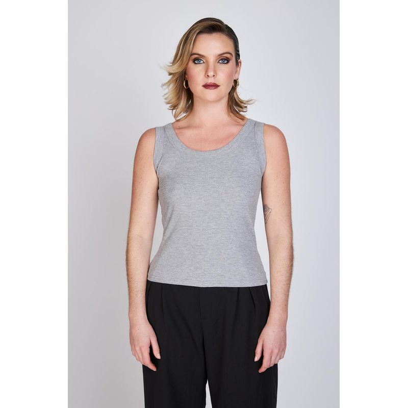 ECLIPSE - Polera Rib Musculosa Lara Gris Eclipse ECLIPSE
