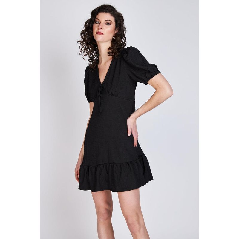 ECLIPSE - Vestido Manga Globo Claire Negro Liso Eclipse ECLIPSE