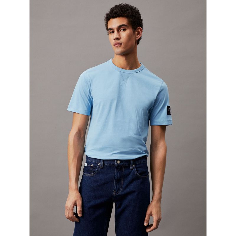 CALVIN KLEIN - Polera Badge Regular Azul Calvin Klein