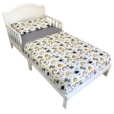 Imagen 2 del producto SET ROPA PARA CAMA DE TRANSICIÓN DINO FELIZ 100% ALGODON DE 4 PIEZAS