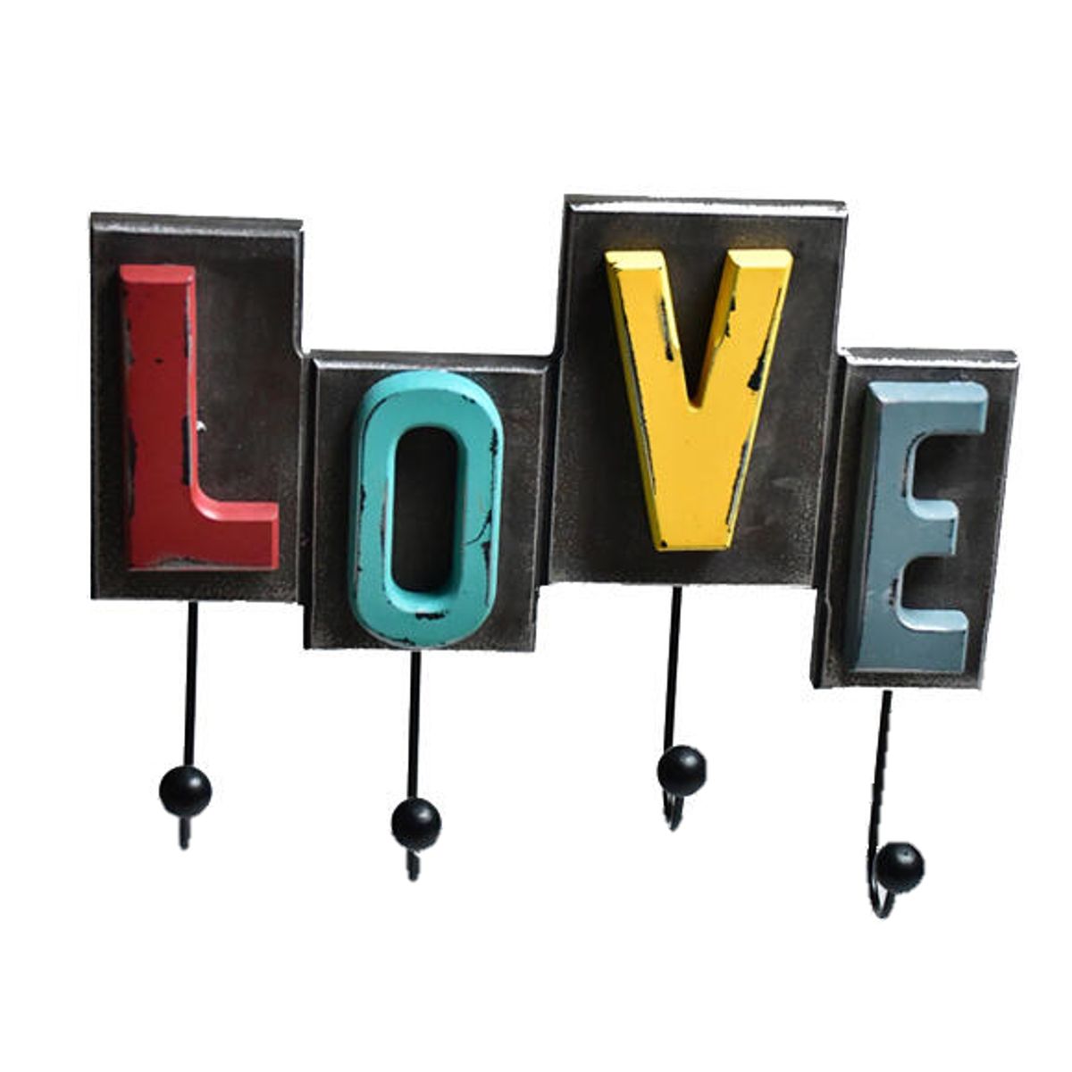 VGO - Perchero madera 4 Ganchos Love  30x25x6 cm Vgo