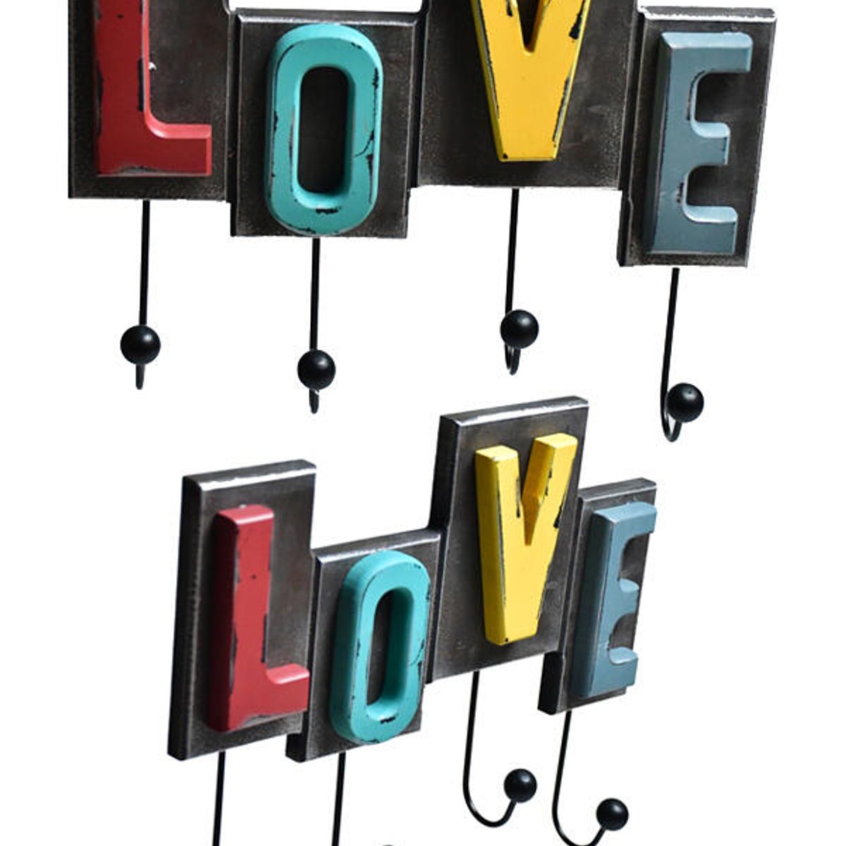 VGO - Perchero madera 4 Ganchos Love  30x25x6 cm Vgo