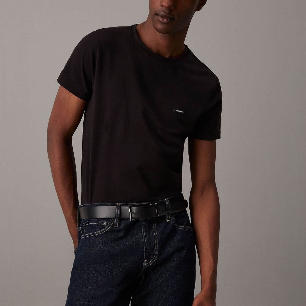 CALVIN KLEIN - Polera Stretch Slim Fit Negro Calvin Klein