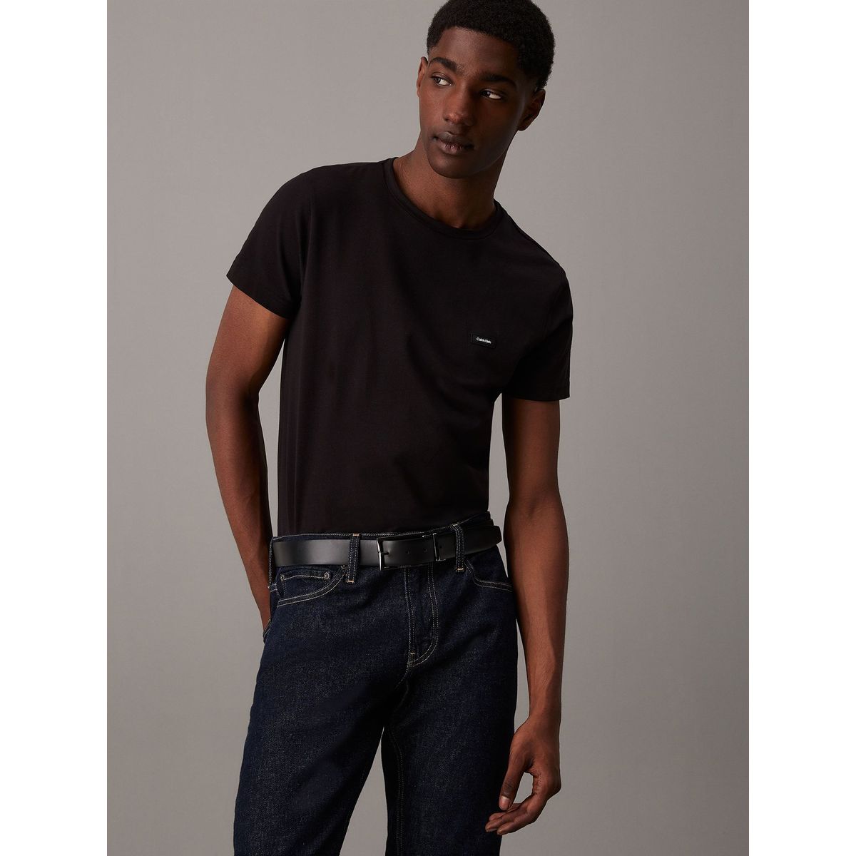 CALVIN KLEIN - Polera Stretch Slim Fit Negro Calvin Klein