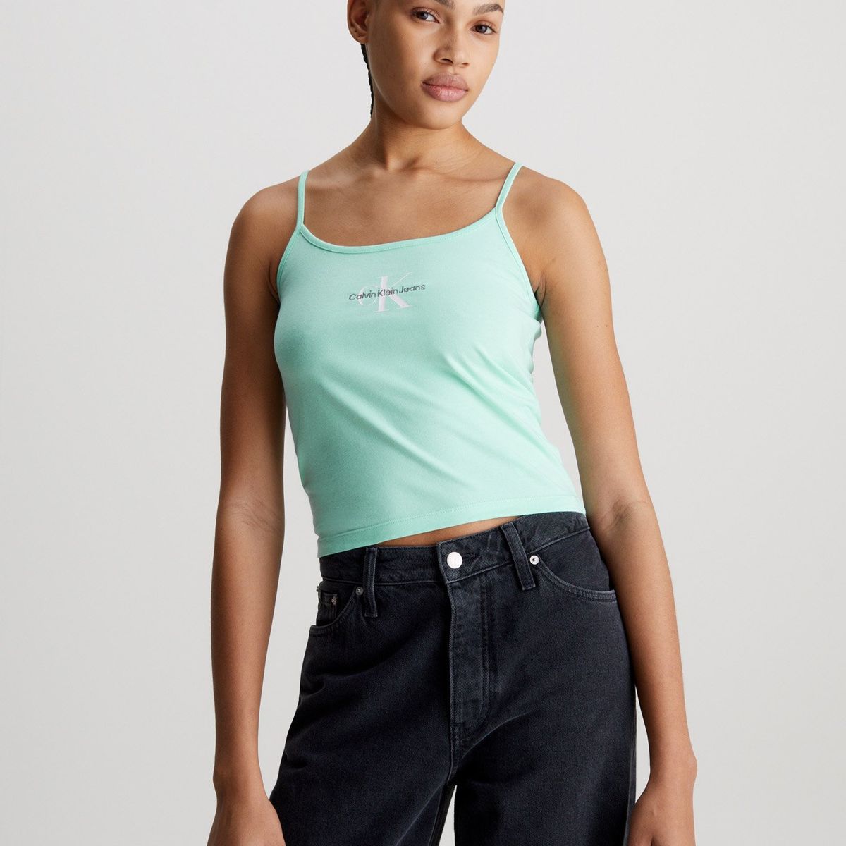 CALVIN KLEIN - Polera Monologo Strappy Verde Calvin Klein