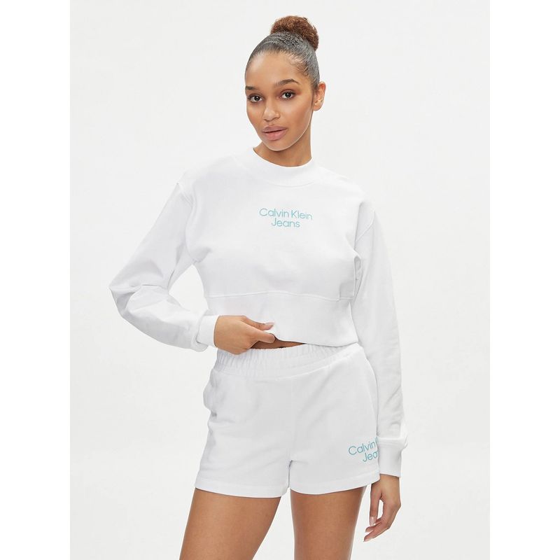 CALVIN KLEIN - Polerón Stacked Institutional Crewneck Blanco Calvin Klein