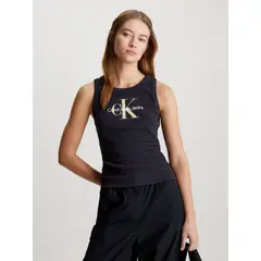 CALVIN KLEIN - Polera Archival Monologo Rib Tank Negro