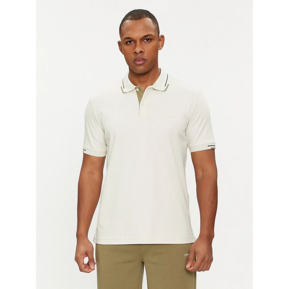 CALVIN KLEIN - Polo Smooth Cotton Block Blanco Calvin Klein