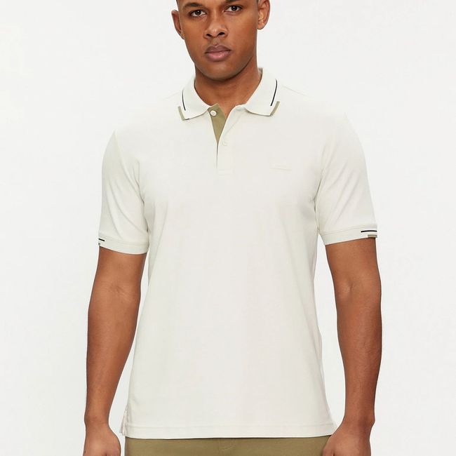 CALVIN KLEIN - Polo Smooth Cotton Block Blanco Calvin Klein