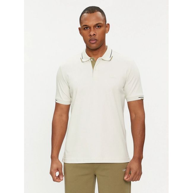 CALVIN KLEIN - Polo Smooth Cotton Block Blanco Calvin Klein