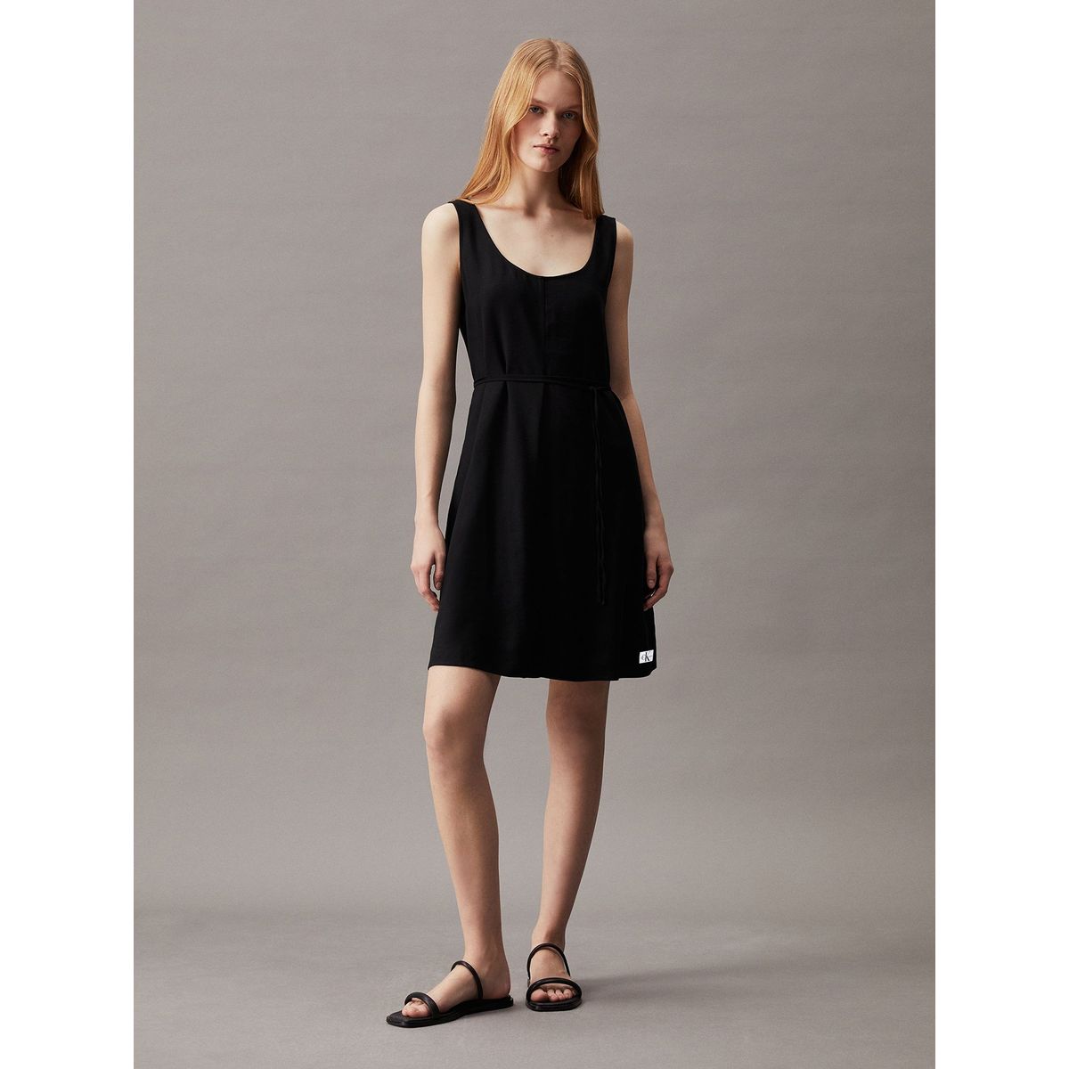 CALVIN KLEIN - Vestido Tie Waisted Day Negro Calvin Klein