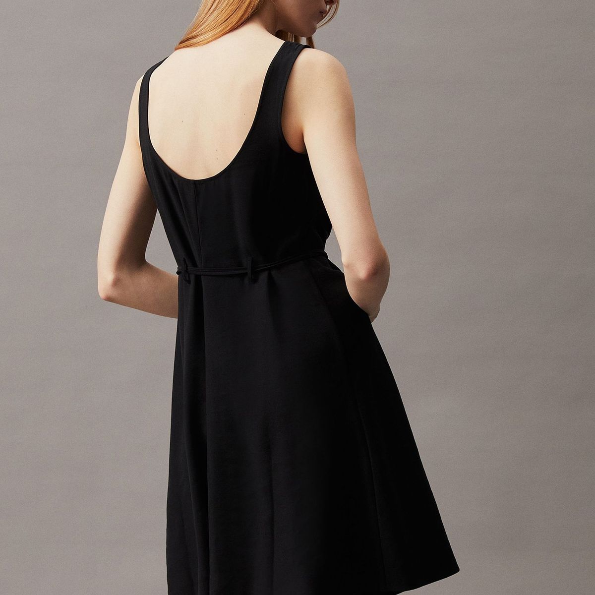 CALVIN KLEIN - Vestido Tie Waisted Day Negro Calvin Klein