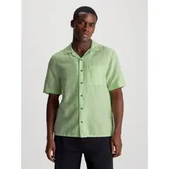 CALVIN KLEIN - Camisa Linen Cotton Cuban Verde