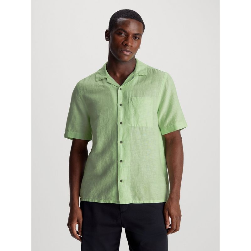 CALVIN KLEIN - Camisa Linen Cotton Cuban Verde Calvin Klein