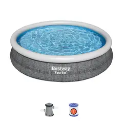 BESTWAY - Piscina Redonda Fácil Armado c/Filtro Gris 3.66MX76C