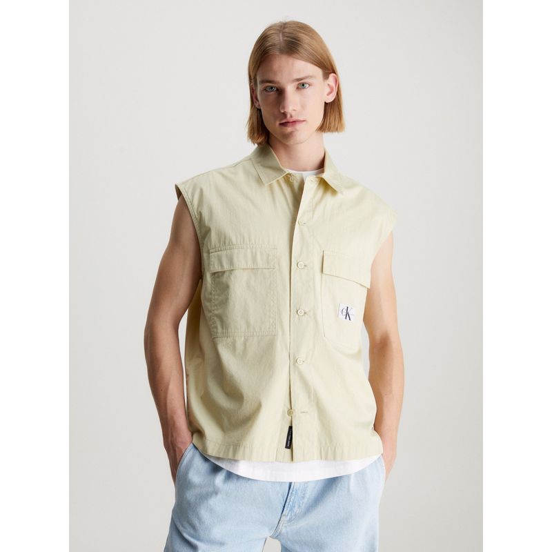 CALVIN KLEIN - Camisa Sleeveless Poplin Verde Calvin Klein